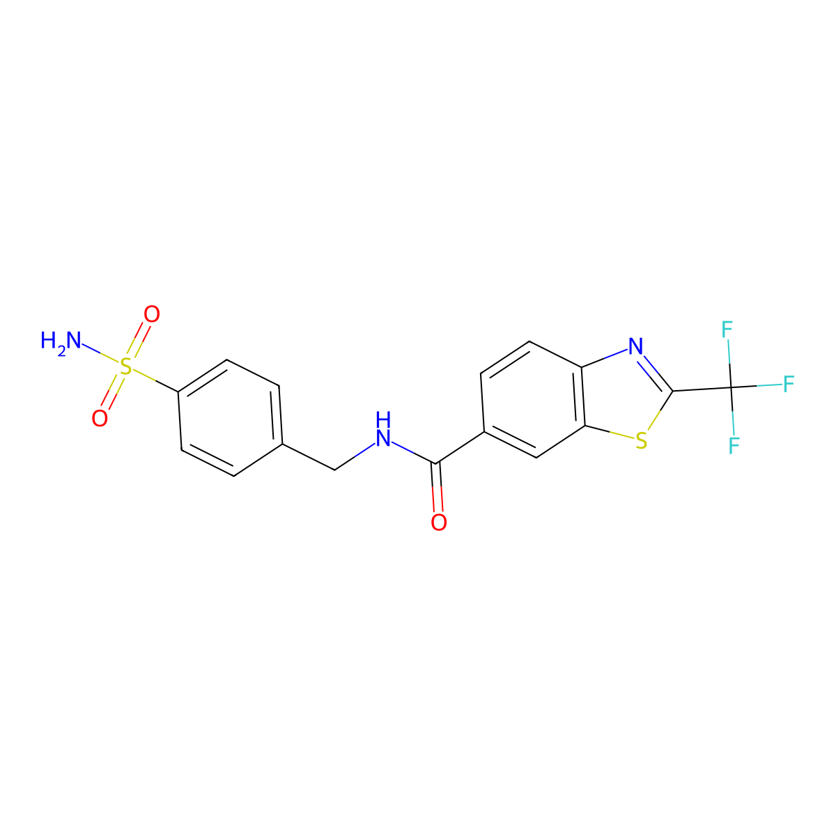 N-(4-sulfamoylbenzyl)-2-(trifluoromethyl)-1,3-benzothiazole-6-carboxamide molecular structure, CAS 1081135-55-8