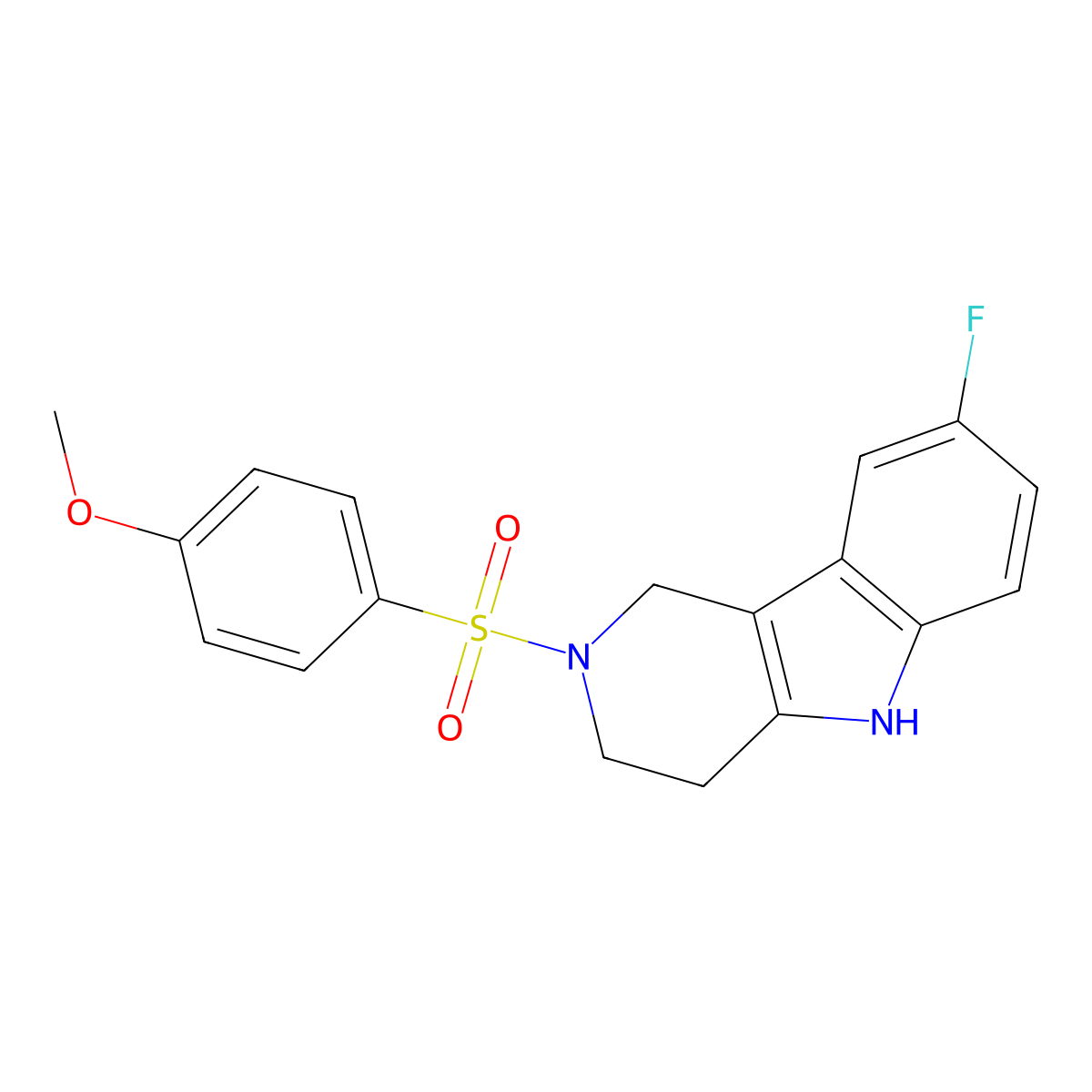8-fluoro-2-[(4-methoxyphenyl)sulfonyl]-2,3,4,5-tetrahydro-1H-pyrido[4,3-b]indole molecular structure, CAS 1081135-79-6