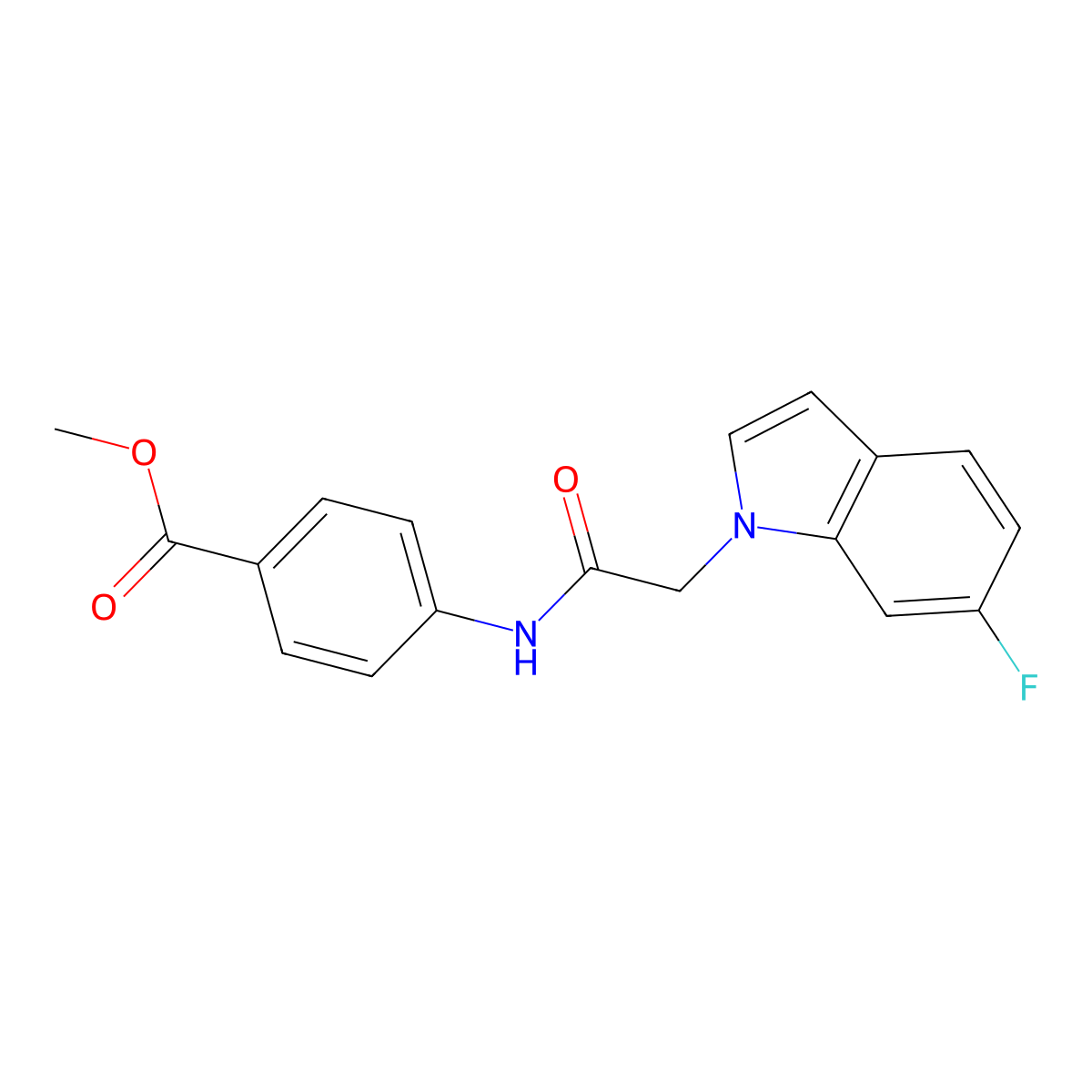 methyl 4-{[(6-fluoro-1H-indol-1-yl)acetyl]amino}benzoate molecular structure, CAS 1081136-04-0