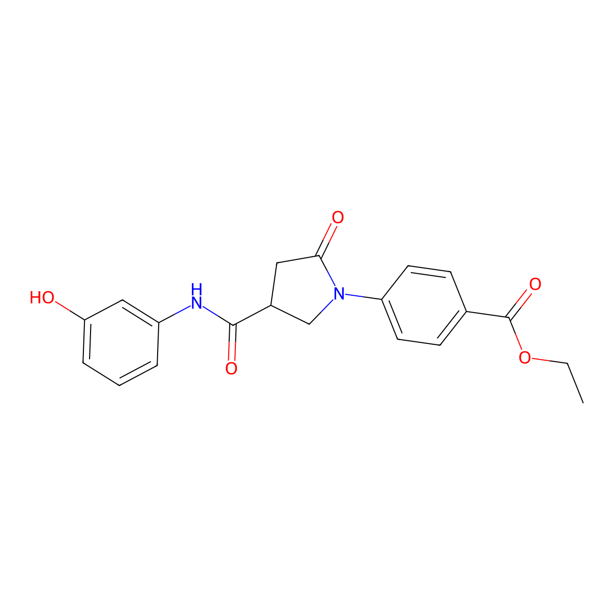 Ethyl 4-{4-[(3-hydroxyphenyl)carbamoyl]-2-oxopyrrolidin-1-yl}benzoate molecular structure, CAS 1081136-26-6