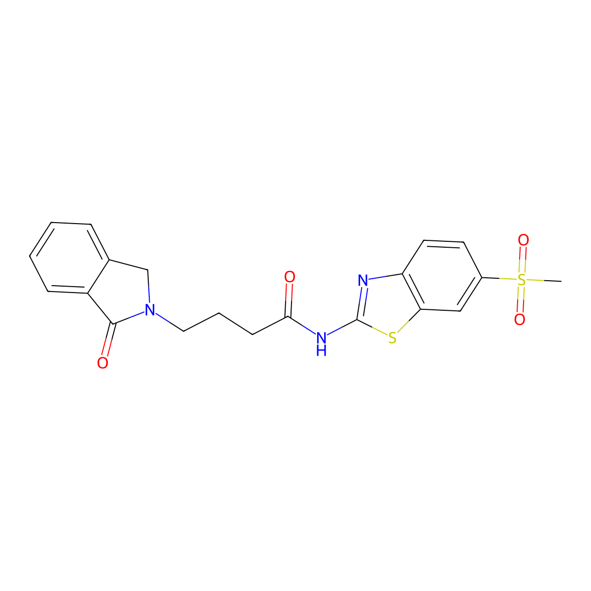 N~1~-[6-(methylsulfonyl)-1,3-benzothiazol-2-yl]-4-(1-oxo-1,3-dihydro-2H-isoindol-2-yl)butanamide molecular structure, CAS 1081136-35-7