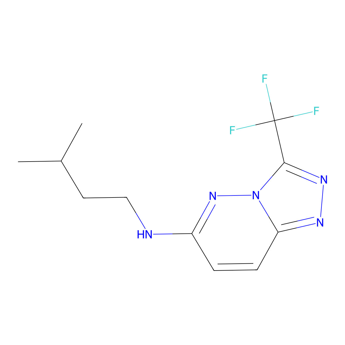 N-(3-methylbutyl)-3-(trifluoromethyl)-[1,2,4]triazolo[4,3-b]pyridazin-6-amine molecular structure, CAS 1081136-39-1