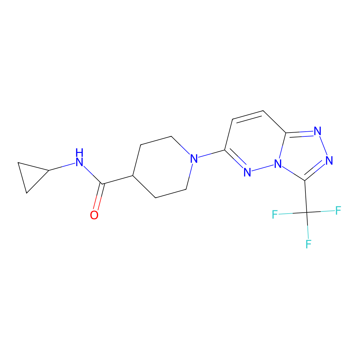 N-cyclopropyl-1-[3-(trifluoromethyl)[1,2,4]triazolo[4,3-b]pyridazin-6-yl]piperidine-4-carboxamide molecular structure, CAS 1081136-43-7