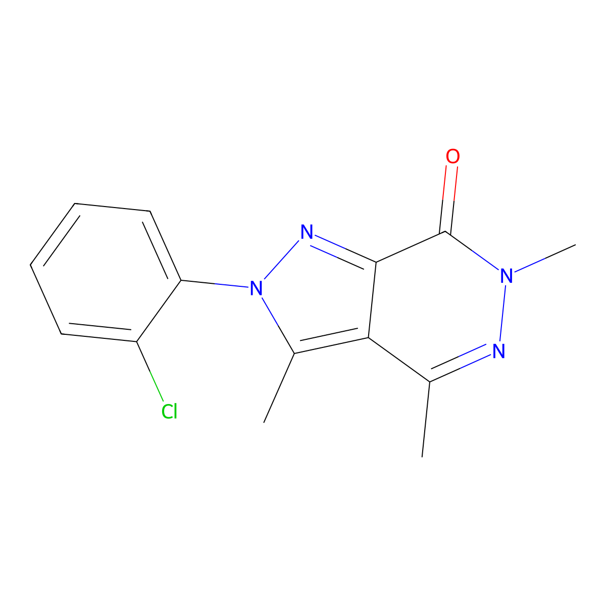 2-(2-chlorophenyl)-3,4,6-trimethyl-2H-pyrazolo[3,4-d]pyridazin-7(6H)-one molecular structure, CAS 1081136-79-9