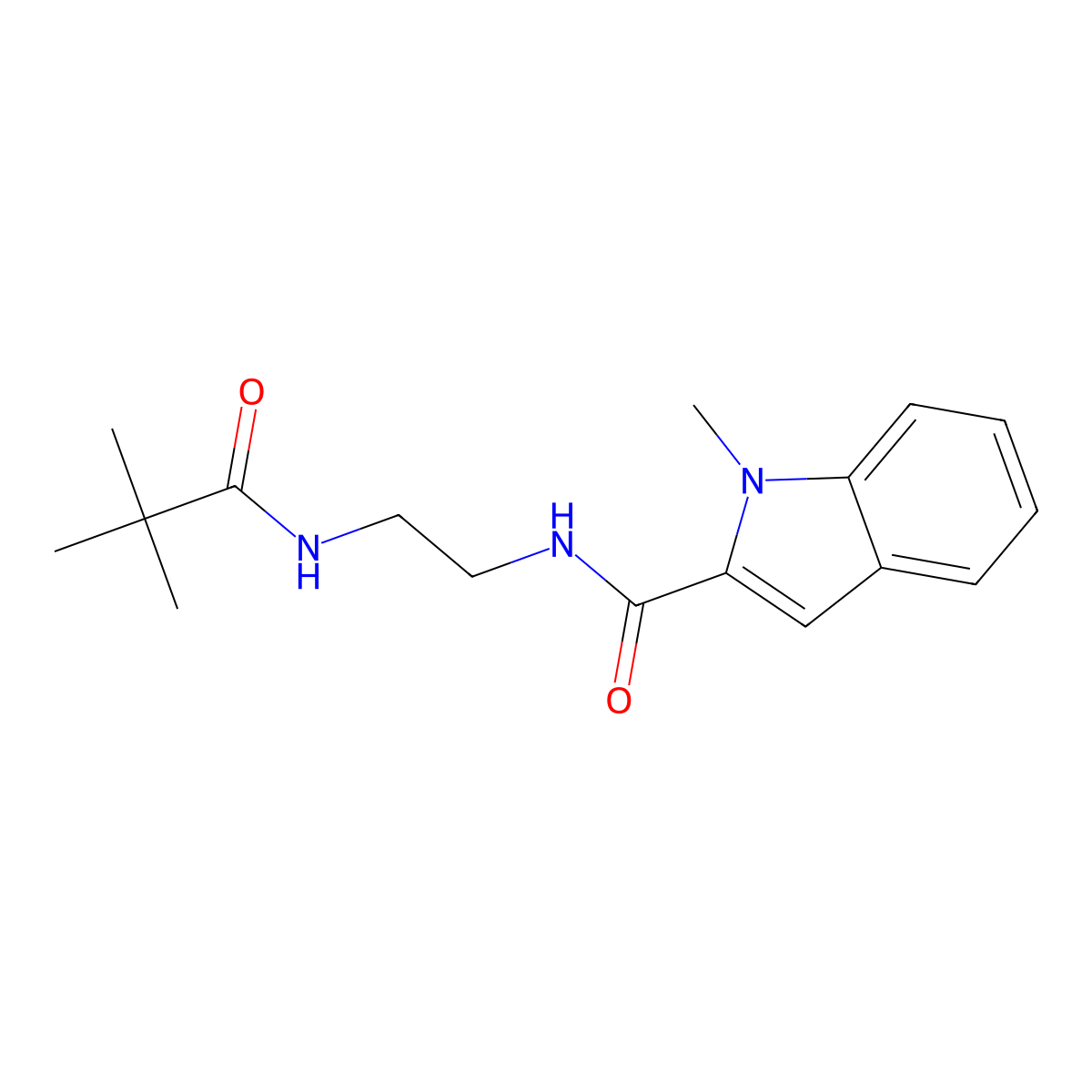 N-{2-[(2,2-dimethylpropanoyl)amino]ethyl}-1-methyl-1H-indole-2-carboxamide molecular structure, CAS 1081136-81-3