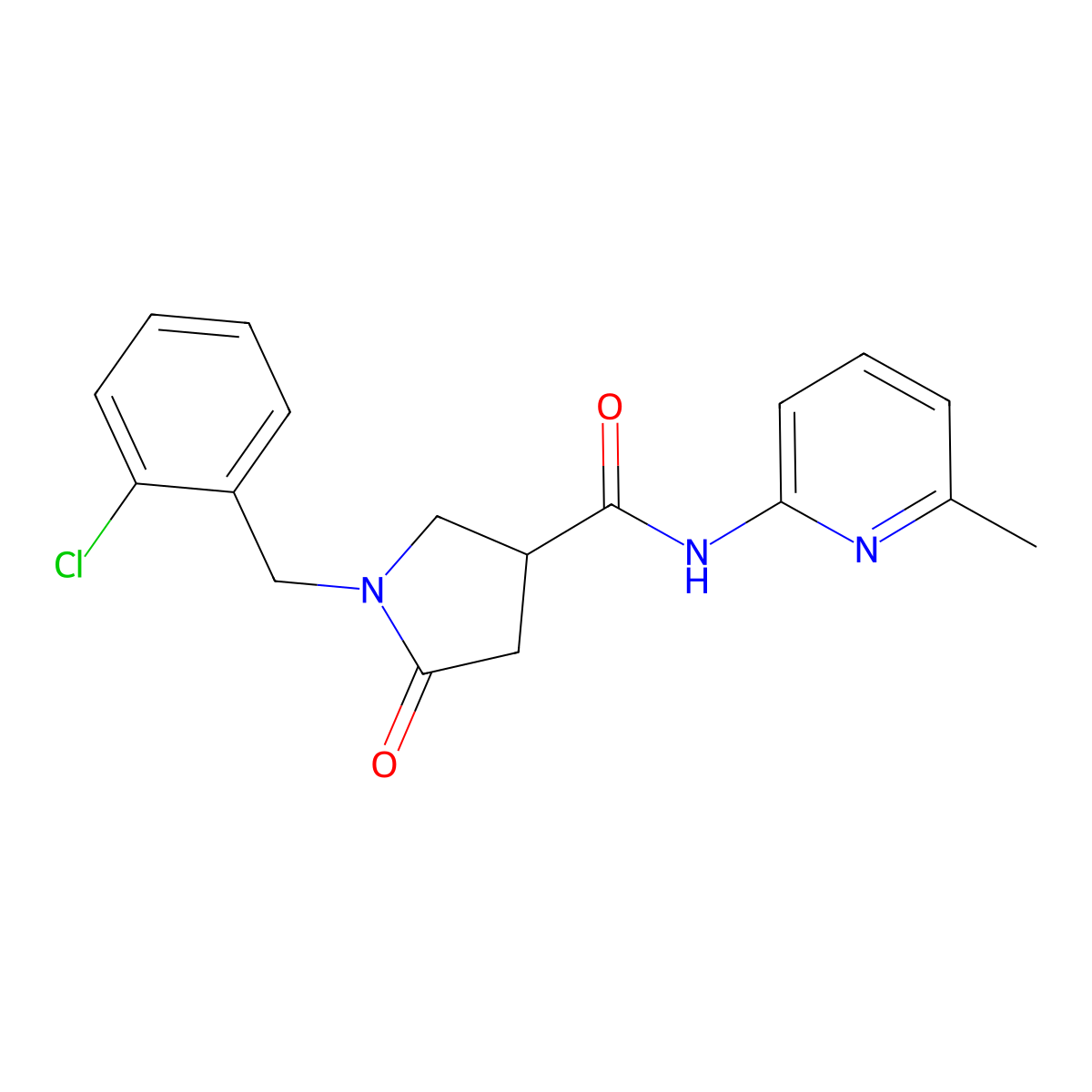 1-(2-chlorobenzyl)-N-(6-methylpyridin-2-yl)-5-oxopyrrolidine-3-carboxamide molecular structure, CAS 1081136-93-7