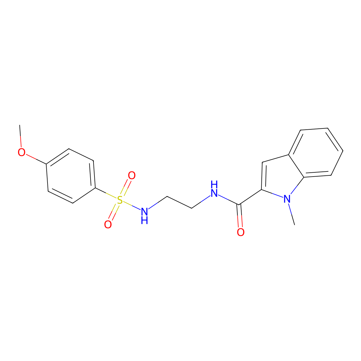 N-(2-{[(4-methoxyphenyl)sulfonyl]amino}ethyl)-1-methyl-1H-indole-2-carboxamide molecular structure, CAS 1081137-00-9