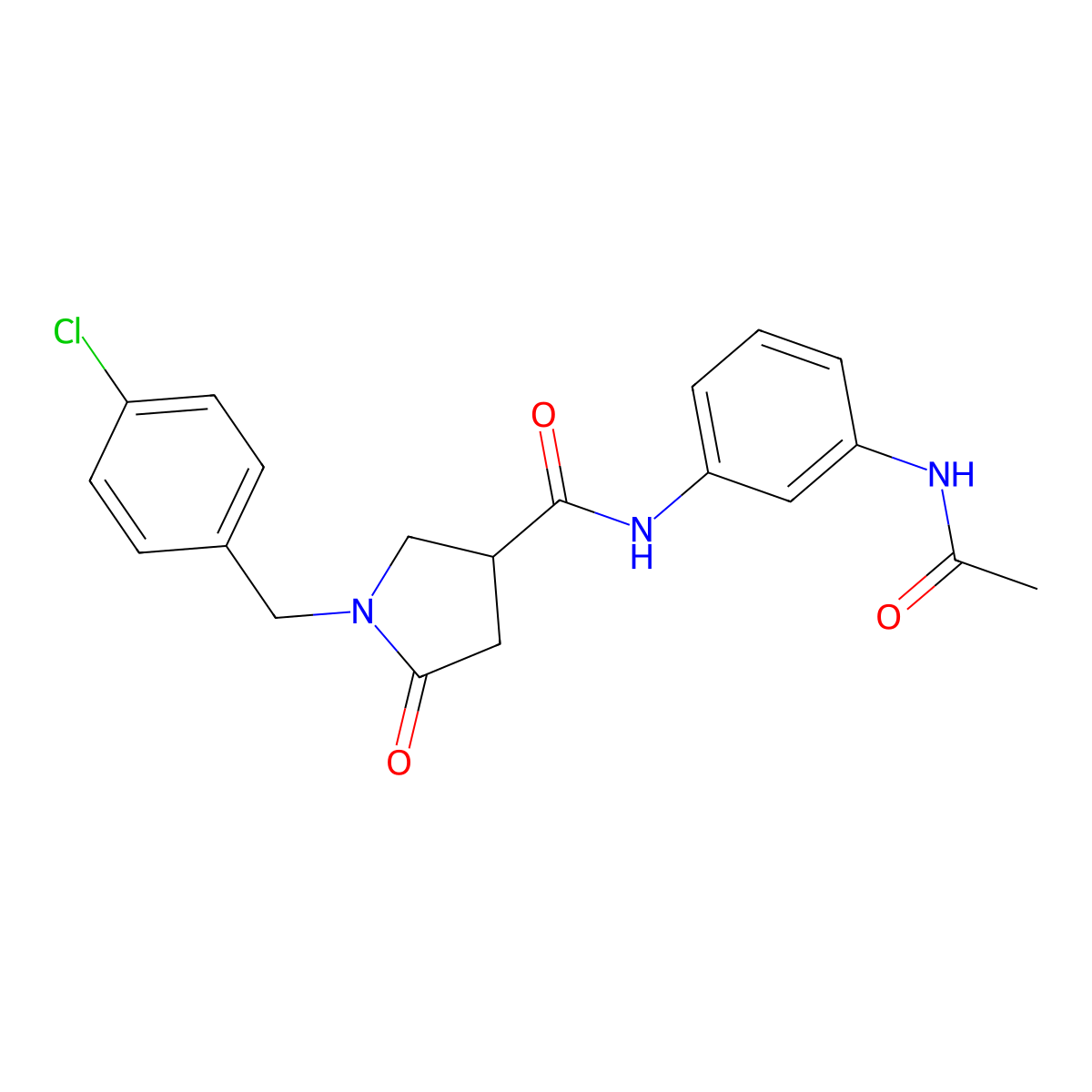 N-[3-(acetylamino)phenyl]-1-(4-chlorobenzyl)-5-oxopyrrolidine-3-carboxamide molecular structure, CAS 1081137-37-2
