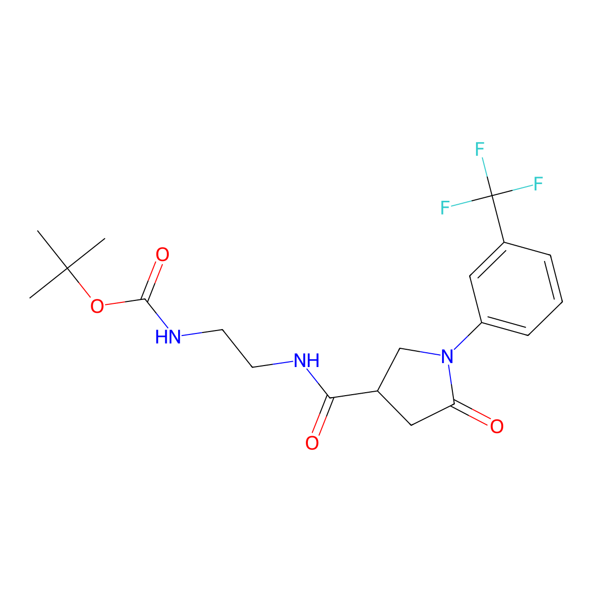 Tert-butyl {2-[({5-oxo-1-[3-(trifluoromethyl)phenyl]pyrrolidin-3-yl}carbonyl)amino]ethyl}carbamate molecular structure, CAS 1081137-40-7