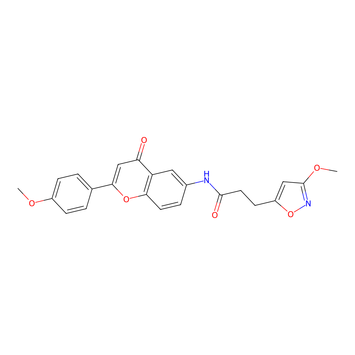 3-(3-methoxy-1,2-oxazol-5-yl)-N-[2-(4-methoxyphenyl)-4-oxo-4H-chromen-6-yl]propanamide molecular structure, CAS 1081137-48-5