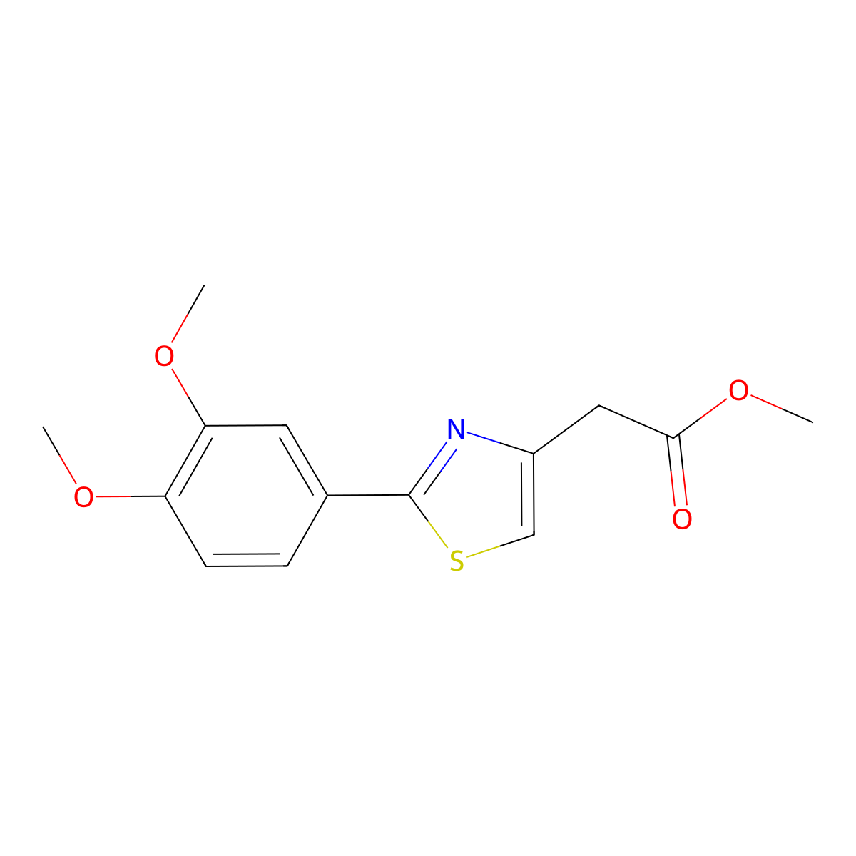 Methyl 2-(2-(3,4-dimethoxyphenyl)thiazol-4-yl)acetate molecular structure, CAS 1081137-63-4