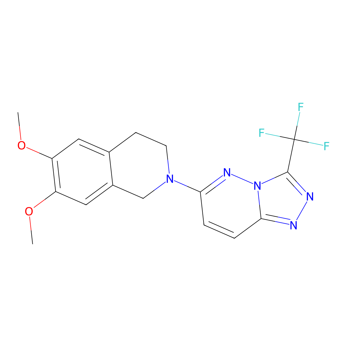 6,7-Dimethoxy-2-[3-(trifluoromethyl)[1,2,4]triazolo[4,3-b]pyridazin-6-yl]-1,2,3,4-tetrahydroisoquinoline molecular structure, CAS 1081137-86-1