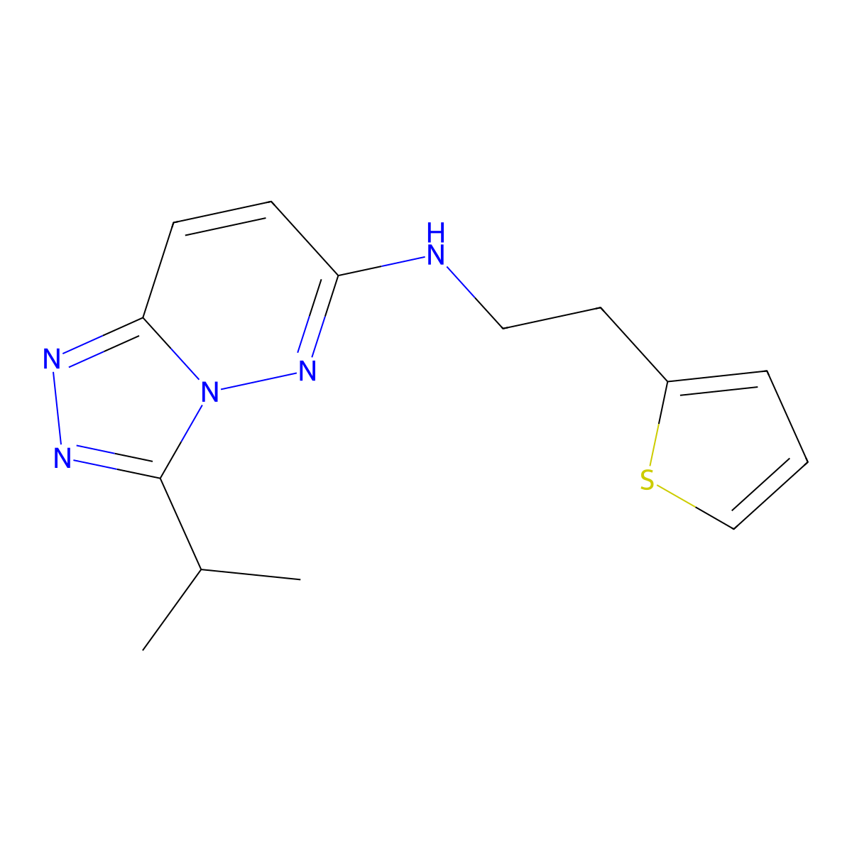 3-(propan-2-yl)-N-[2-(thiophen-2-yl)ethyl][1,2,4]triazolo[4,3-b]pyridazin-6-amine molecular structure, CAS 1081138-07-9