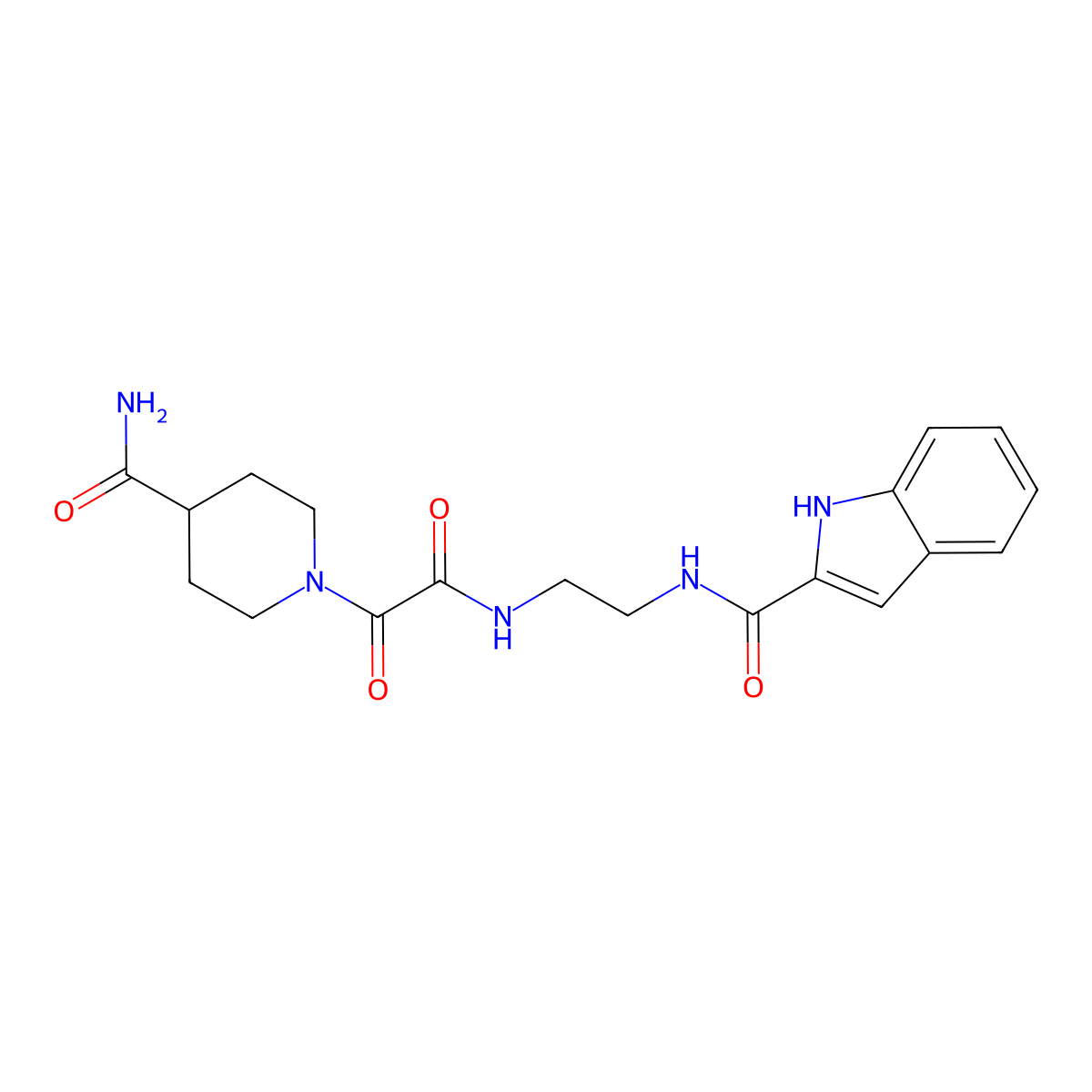 N-(2-{[(4-carbamoylpiperidin-1-yl)(oxo)acetyl]amino}ethyl)-1H-indole-2-carboxamide molecular structure, CAS 1081138-27-3