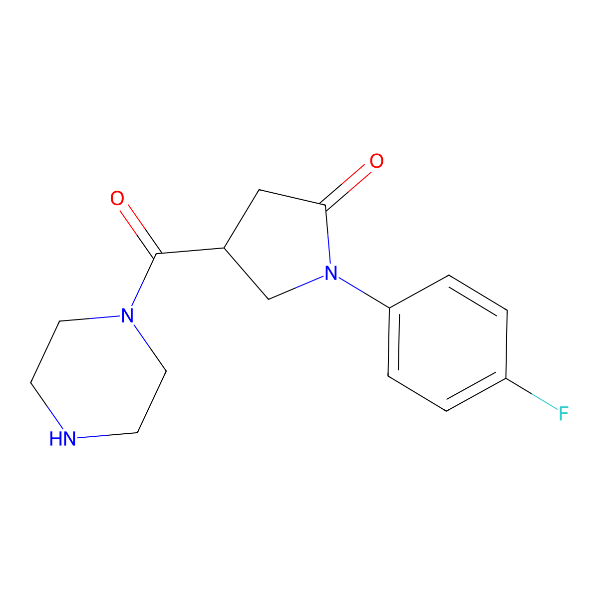 1-(4-Fluorophenyl)-4-(piperazin-1-ylcarbonyl)pyrrolidin-2-one molecular structure, CAS 1081138-36-4