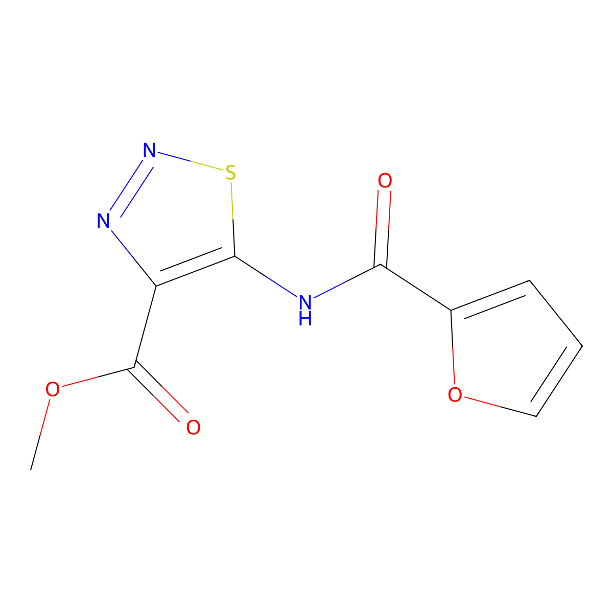 Methyl 5-(2-furoylamino)-1,2,3-thiadiazole-4-carboxylate molecular structure, CAS 1081138-42-2