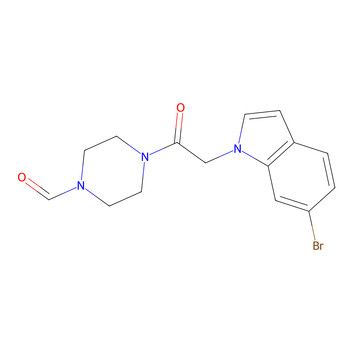 4-[(6-bromo-1H-indol-1-yl)acetyl]-1-piperazinecarbaldehyde molecular structure, CAS 1081138-50-2
