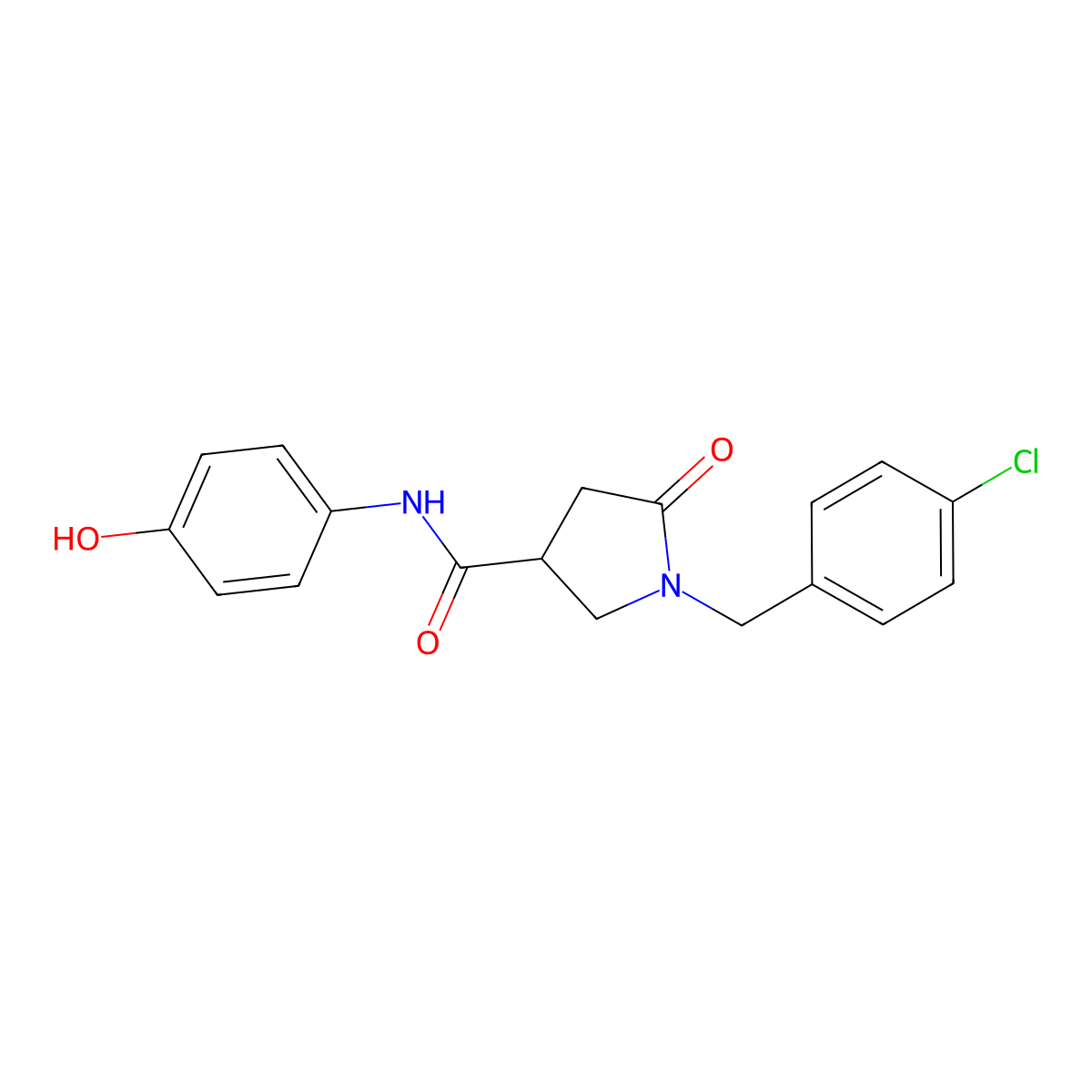 1-(4-chlorobenzyl)-N-(4-hydroxyphenyl)-5-oxopyrrolidine-3-carboxamide molecular structure, CAS 1081138-51-3