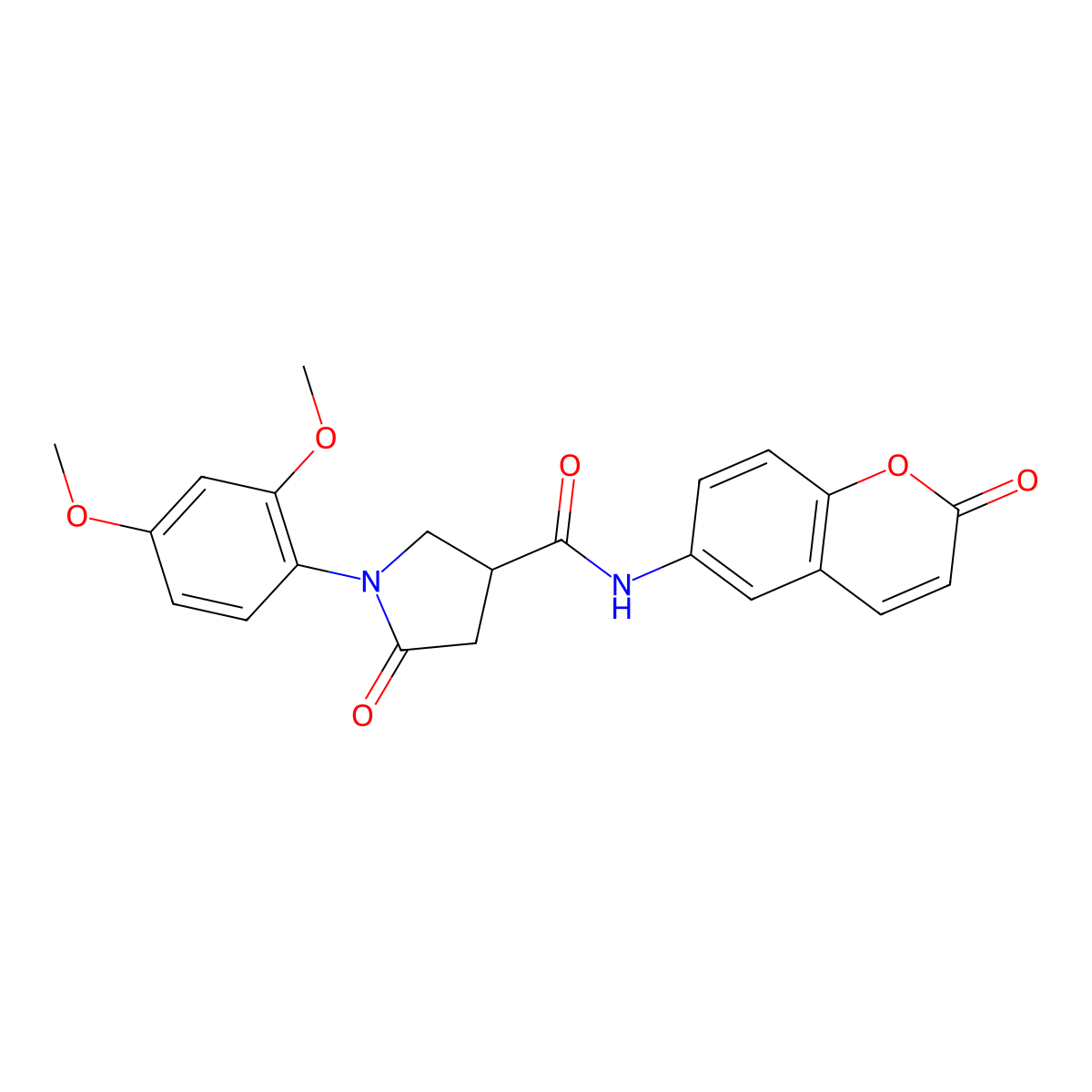 1-(2,4-dimethoxyphenyl)-5-oxo-N-(2-oxo-2H-chromen-6-yl)pyrrolidine-3-carboxamide molecular structure, CAS 1081138-58-0