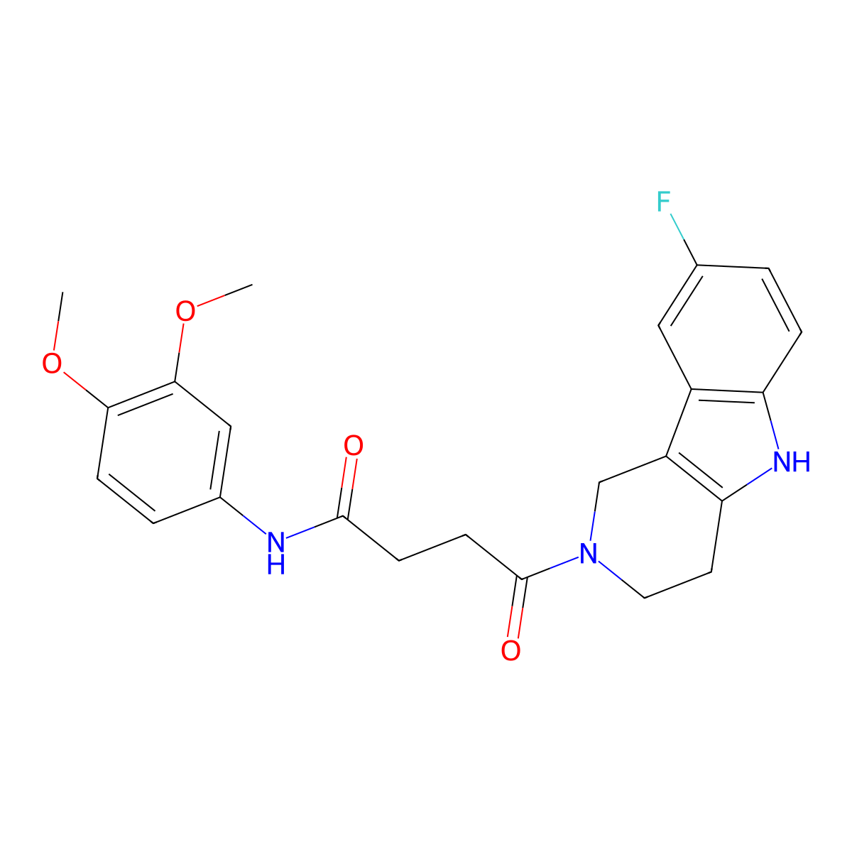 N-(3,4-dimethoxyphenyl)-4-(8-fluoro-1,3,4,5-tetrahydro-2H-pyrido[4,3-b]indol-2-yl)-4-oxobutanamide molecular structure, CAS 1081138-62-6
