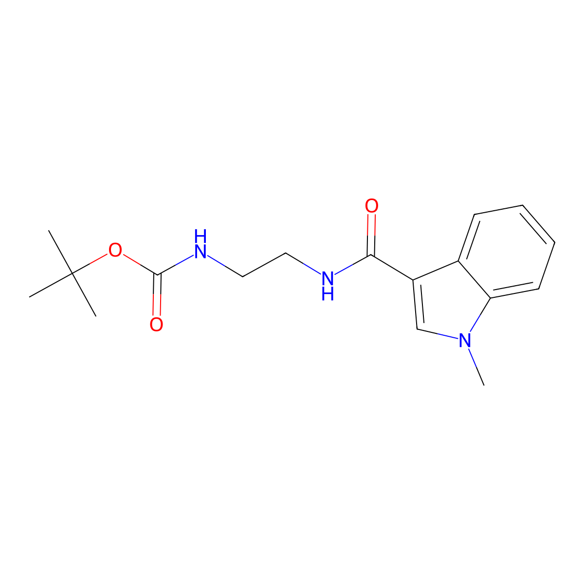 tert-butyl (2-{[(1-methyl-1H-indol-3-yl)carbonyl]amino}ethyl)carbamate molecular structure, CAS 1081139-02-7