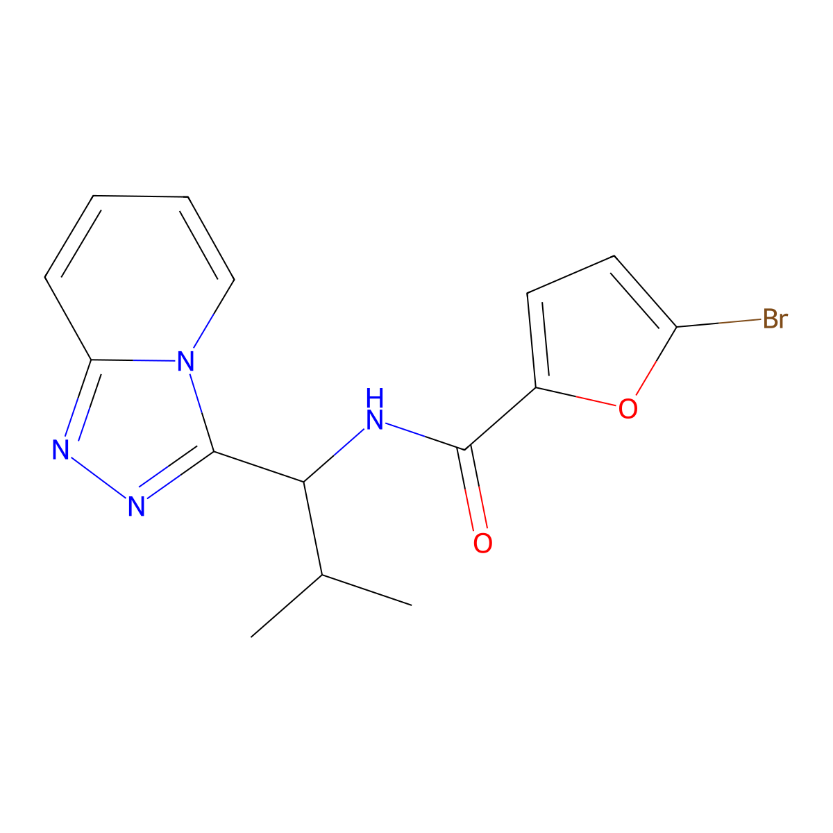 5-bromo-N-[2-methyl-1-([1,2,4]triazolo[4,3-a]pyridin-3-yl)propyl]furan-2-carboxamide molecular structure, CAS 1081139-03-8