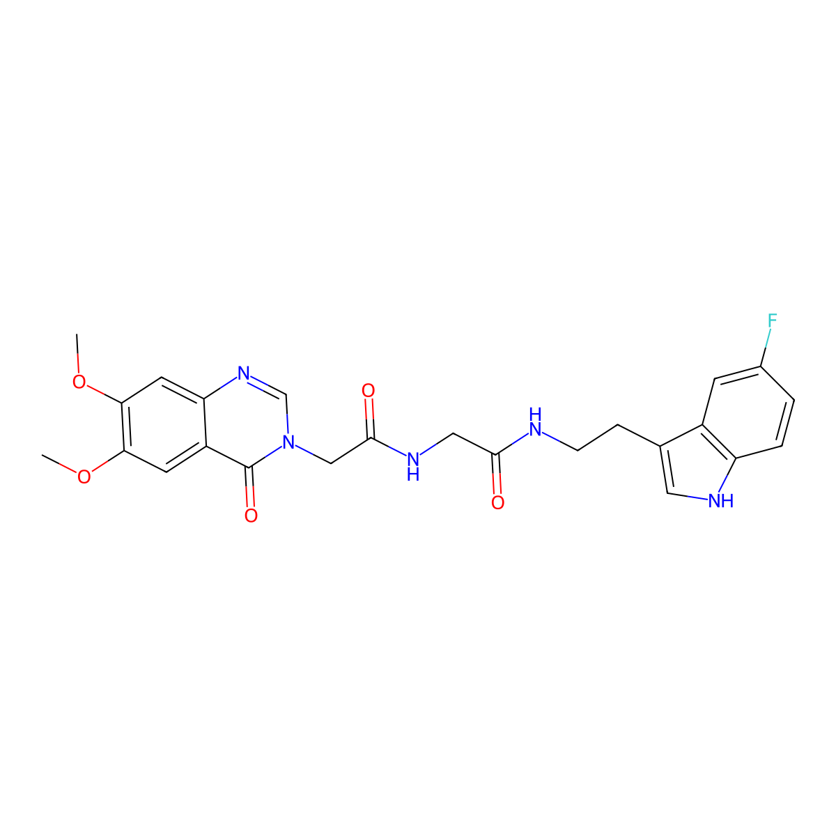 N~2~-[(6,7-dimethoxy-4-oxoquinazolin-3(4H)-yl)acetyl]-N-[2-(5-fluoro-1H-indol-3-yl)ethyl]glycinamide molecular structure, CAS 1081139-05-0