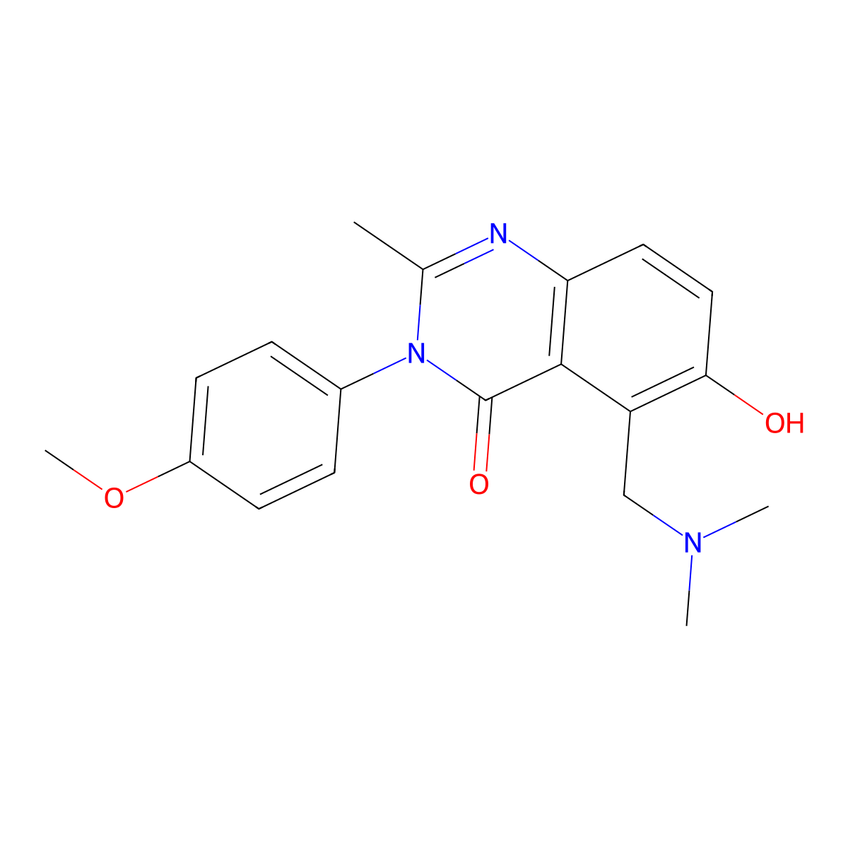 5-[(dimethylamino)methyl]-6-hydroxy-3-(4-methoxyphenyl)-2-methylquinazolin-4(3H)-one molecular structure, CAS 1081139-22-1