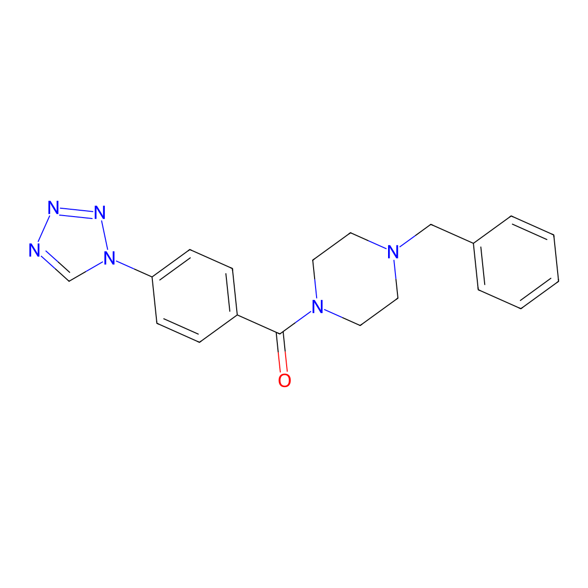 1-benzyl-4-[4-(1H-tetrazol-1-yl)benzoyl]piperazine molecular structure, CAS 1081139-31-2