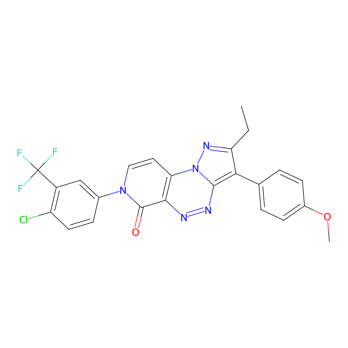 7-[4-chloro-3-(trifluoromethyl)phenyl]-2-ethyl-3-(4-methoxyphenyl)pyrazolo[5,1-c]pyrido[4,3-e][1,2,4]triazin-6(7H)-one molecular structure, CAS 1081139-42-5
