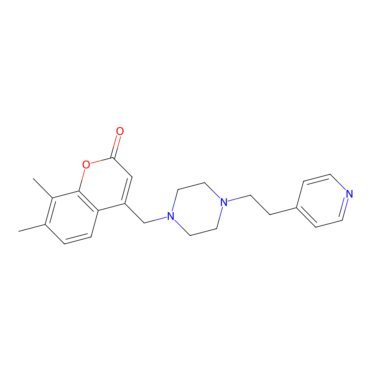 7,8-dimethyl-4-({4-[2-(pyridin-4-yl)ethyl]piperazin-1-yl}methyl)-2H-chromen-2-one molecular structure, CAS 1081139-49-2