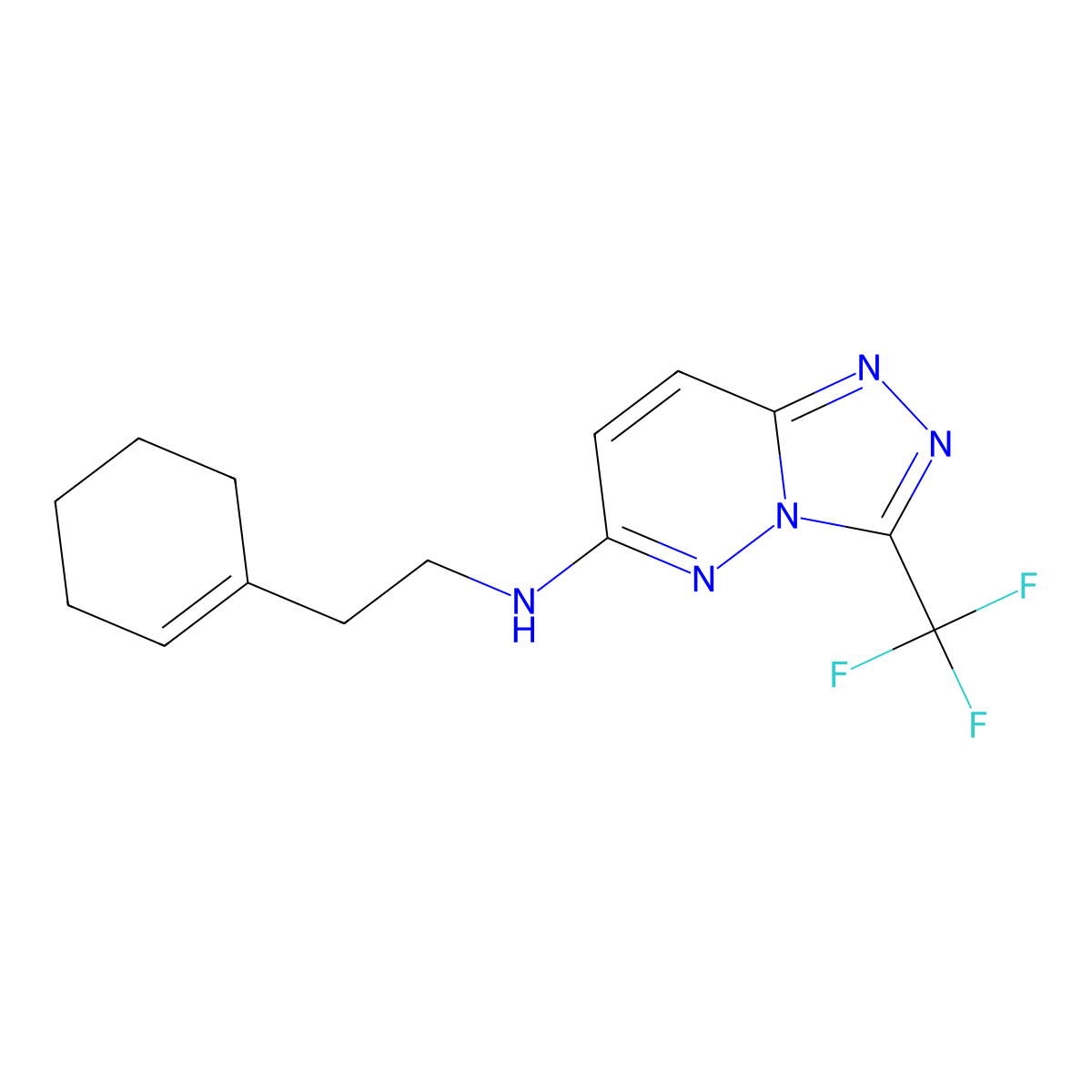N-[2-(cyclohex-1-en-1-yl)ethyl]-3-(trifluoromethyl)[1,2,4]triazolo[4,3-b]pyridazin-6-amine molecular structure, CAS 1081139-67-4