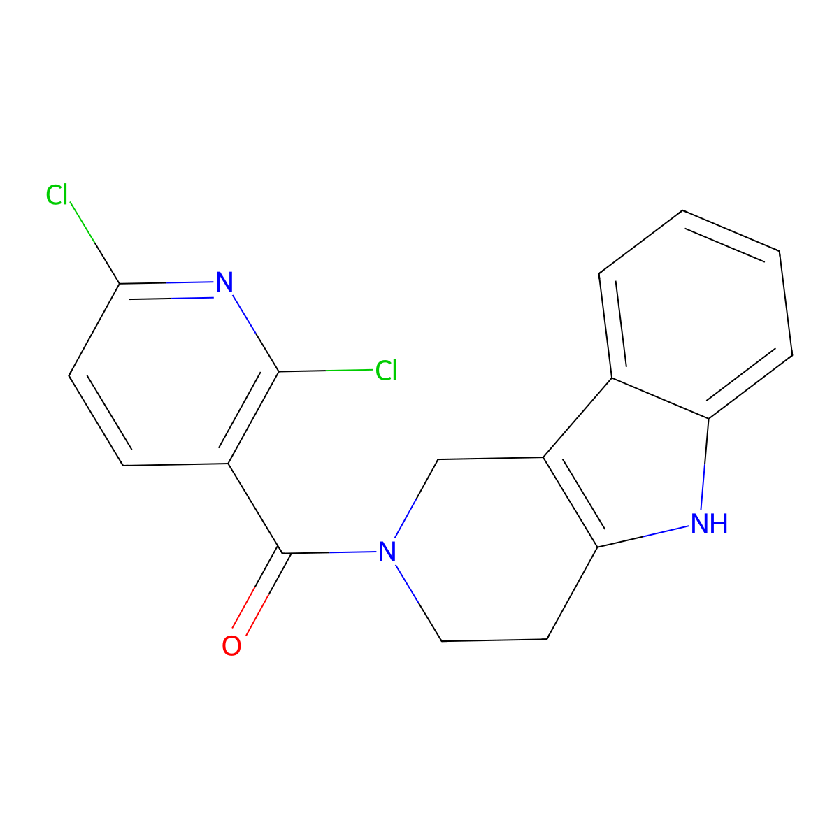 (2,6-dichloropyridin-3-yl)(1,3,4,5-tetrahydro-2H-pyrido[4,3-b]indol-2-yl)methanone molecular structure, CAS 1081139-82-3