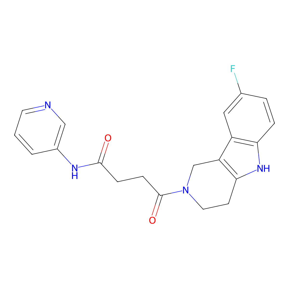 4-(8-fluoro-1,3,4,5-tetrahydro-2H-pyrido[4,3-b]indol-2-yl)-4-oxo-N-(pyridin-3-yl)butanamide molecular structure, CAS 1081139-89-0