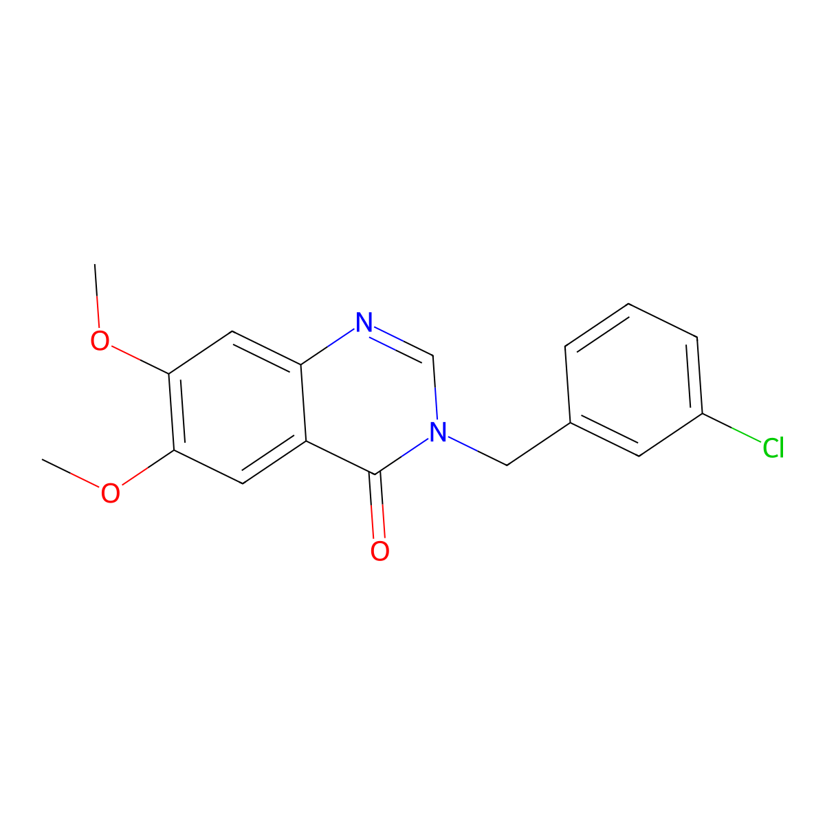 3-(3-chlorobenzyl)-6,7-dimethoxyquinazolin-4(3H)-one molecular structure, CAS 1081140-04-6