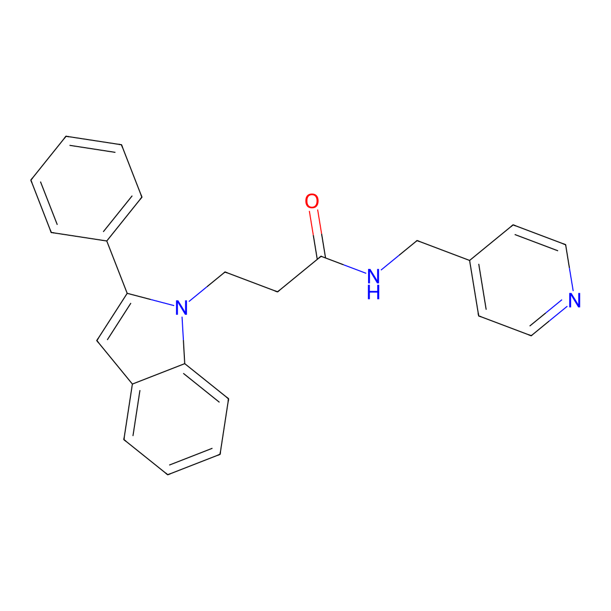 3-(2-phenyl-1H-indol-1-yl)-N-(pyridin-4-ylmethyl)propanamide molecular structure, CAS 1081140-67-1