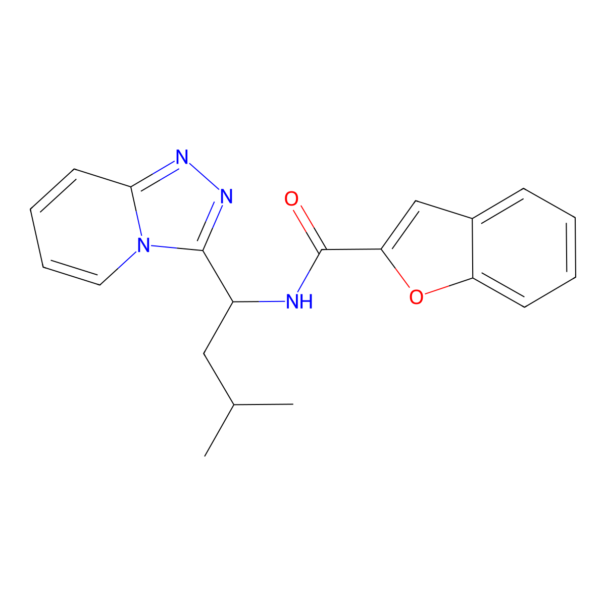 N-[3-methyl-1-([1,2,4]triazolo[4,3-a]pyridin-3-yl)butyl]-1-benzofuran-2-carboxamide molecular structure, CAS 1081141-05-0