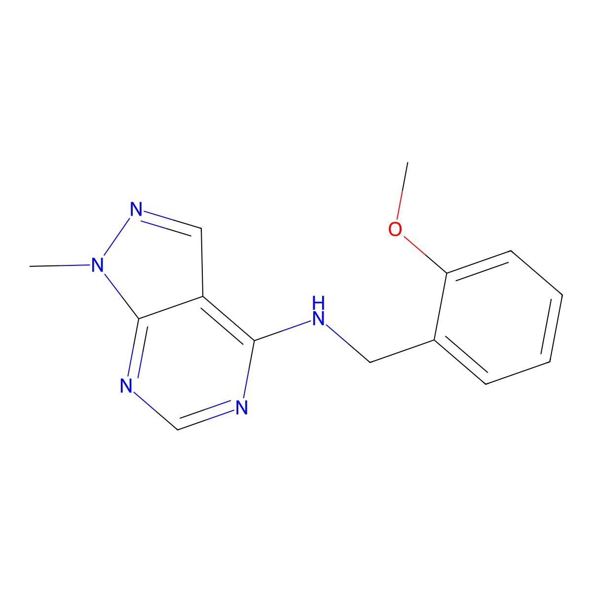 [(2-Methoxyphenyl)methyl](1-methylpyrazolo[4,5-e]pyrimidin-4-yl)amine molecular structure, CAS 1081141-19-6