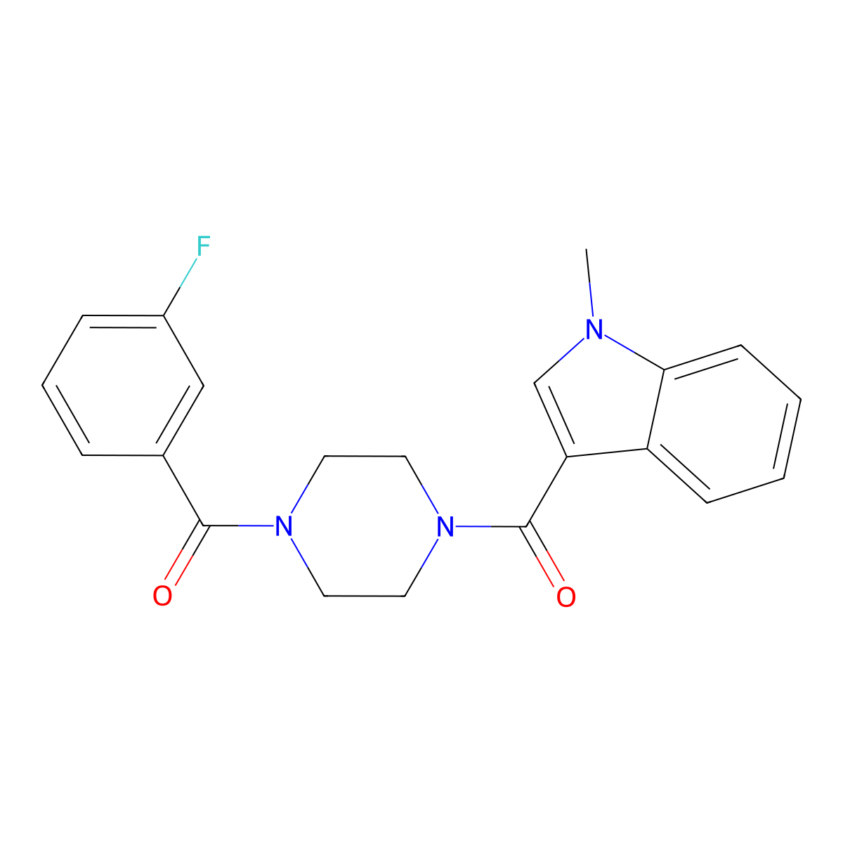 (3-fluorophenyl){4-[(1-methyl-1H-indol-3-yl)carbonyl]piperazin-1-yl}methanone molecular structure, CAS 1081141-65-2