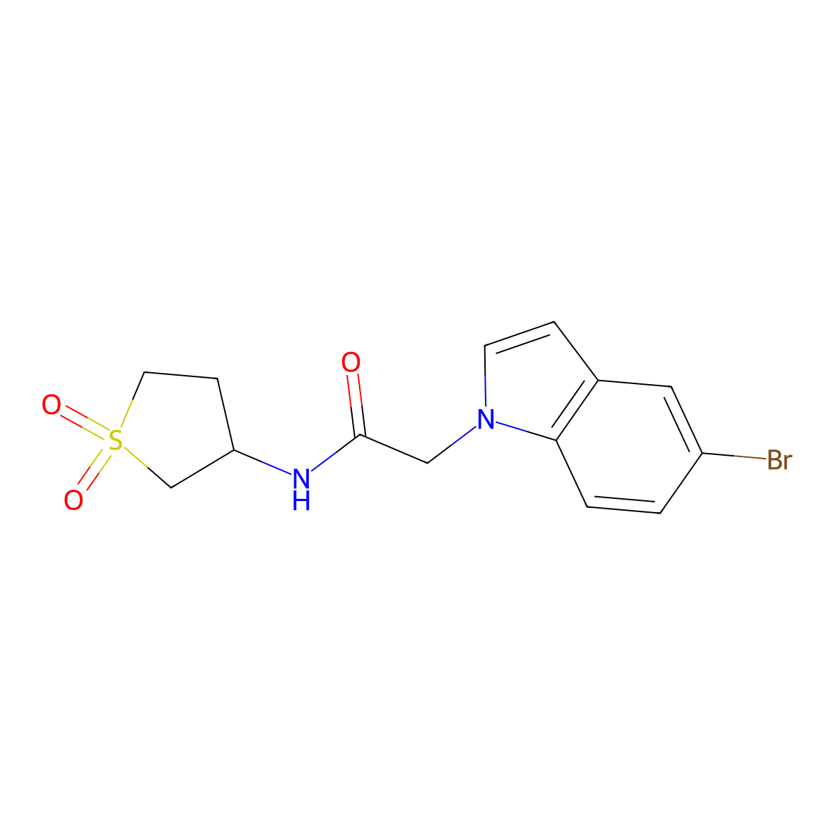 2-(5-bromo-1H-indol-1-yl)-N-(1,1-dioxidotetrahydro-3-thienyl)acetamide molecular structure, CAS 1081141-89-0