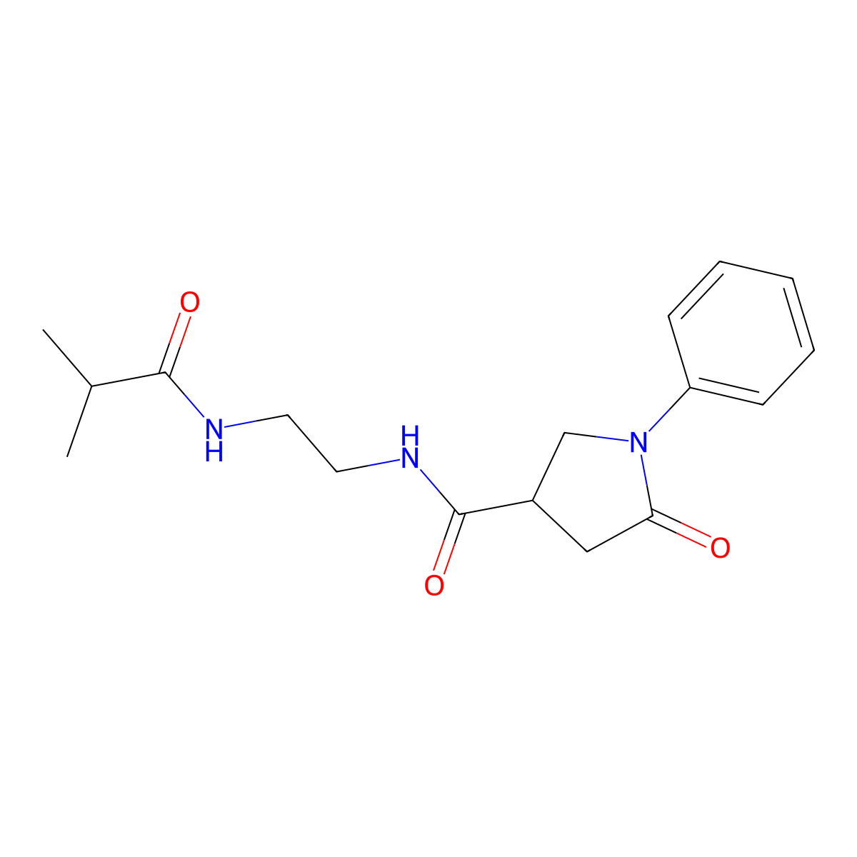 N-{2-[(2-methylpropanoyl)amino]ethyl}-5-oxo-1-phenylpyrrolidine-3-carboxamide molecular structure, CAS 1081142-23-5