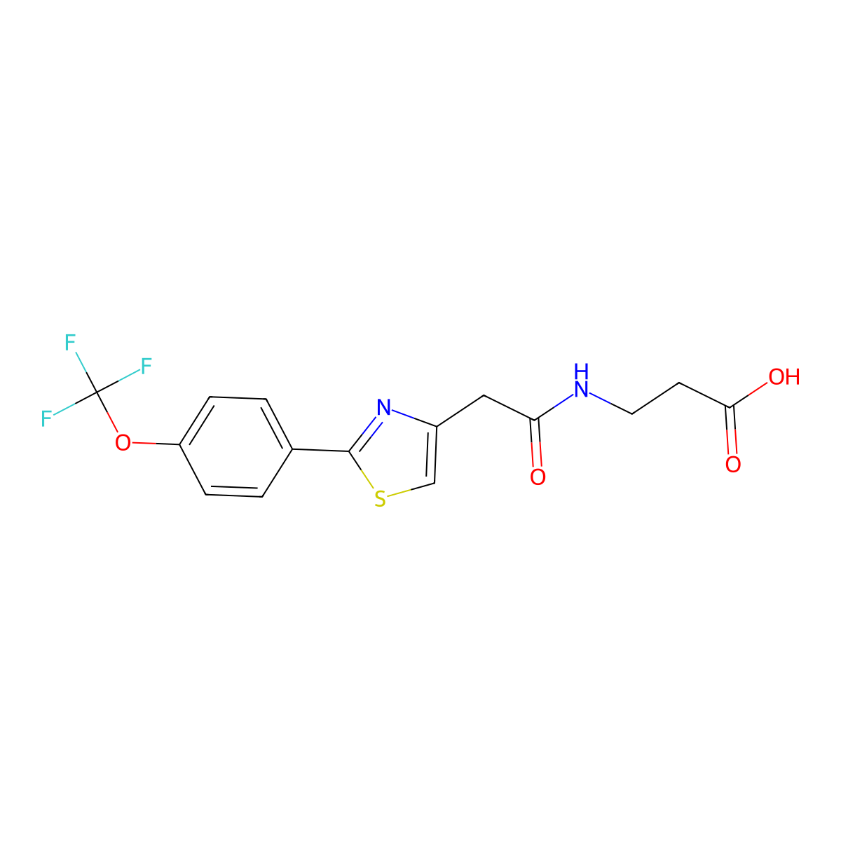 N-({2-[4-(trifluoromethoxy)phenyl]-1,3-thiazol-4-yl}acetyl)-beta-alanine molecular structure, CAS 1081142-64-4