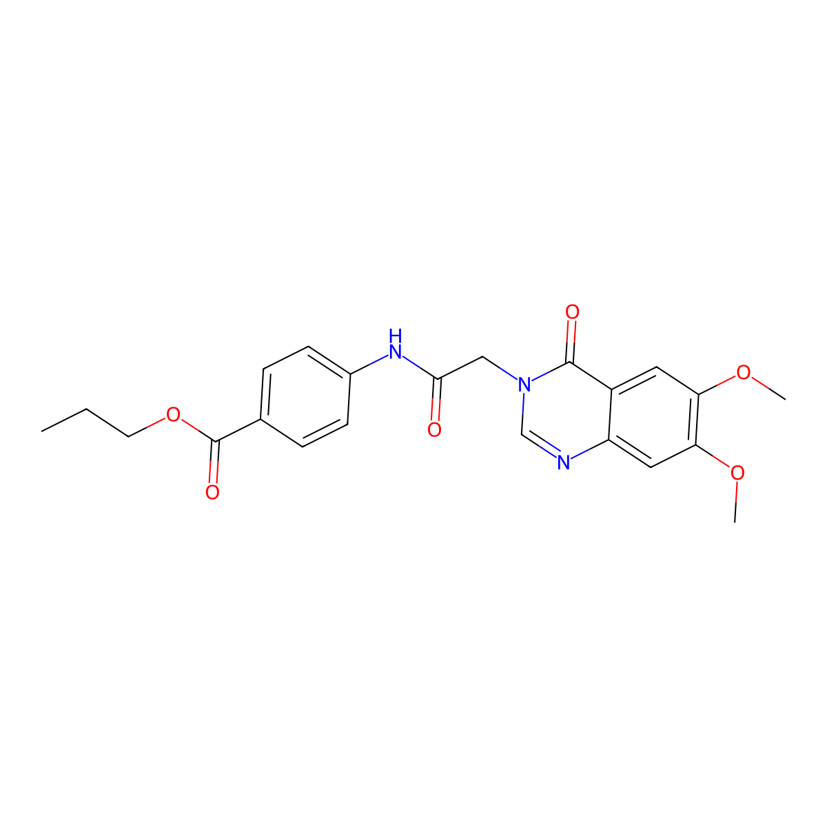 propyl 4-{[(6,7-dimethoxy-4-oxoquinazolin-3(4H)-yl)acetyl]amino}benzoate molecular structure, CAS 1081143-09-0