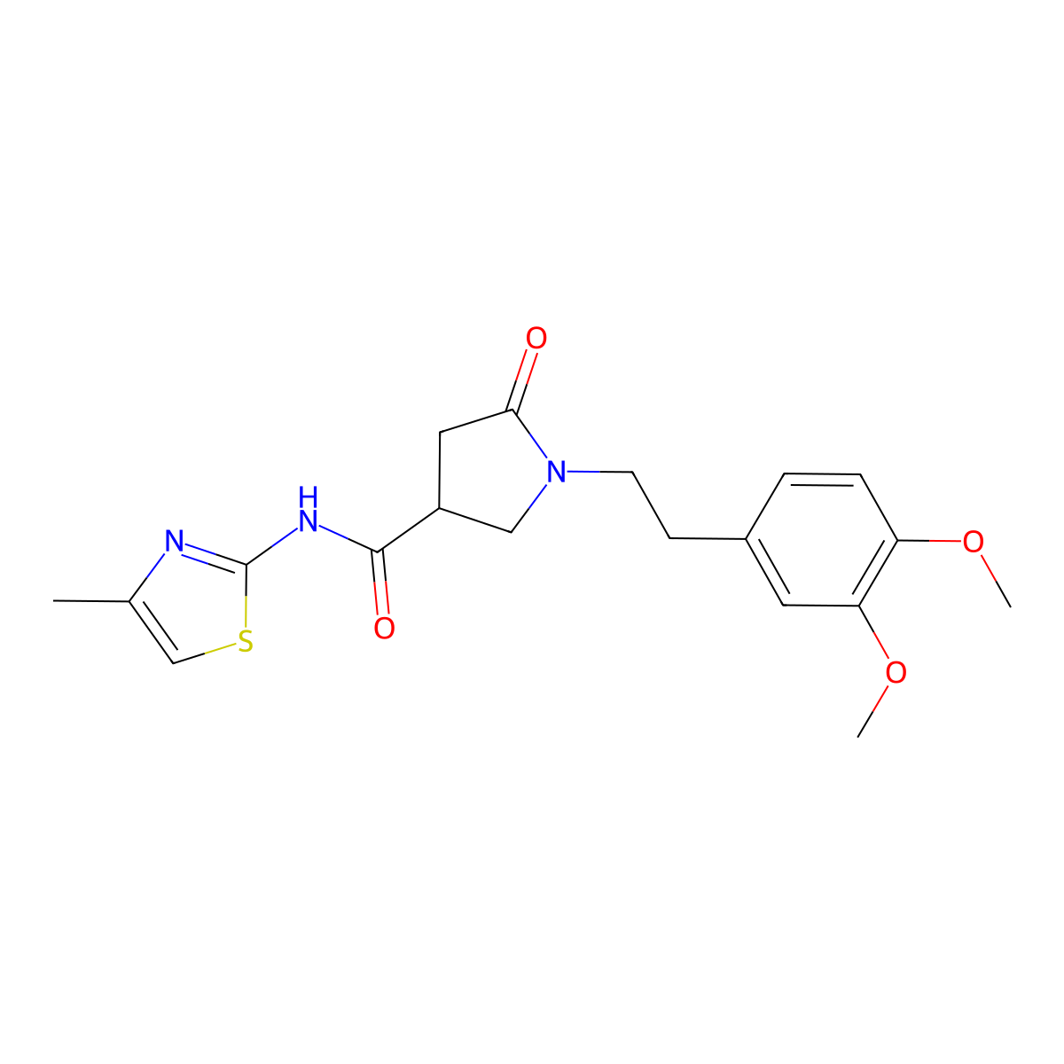 1-[2-(3,4-dimethoxyphenyl)ethyl]-N-[(2E)-4-methyl-1,3-thiazol-2(3H)-ylidene]-5-oxopyrrolidine-3-carboxamide molecular structure, CAS 1081143-27-2