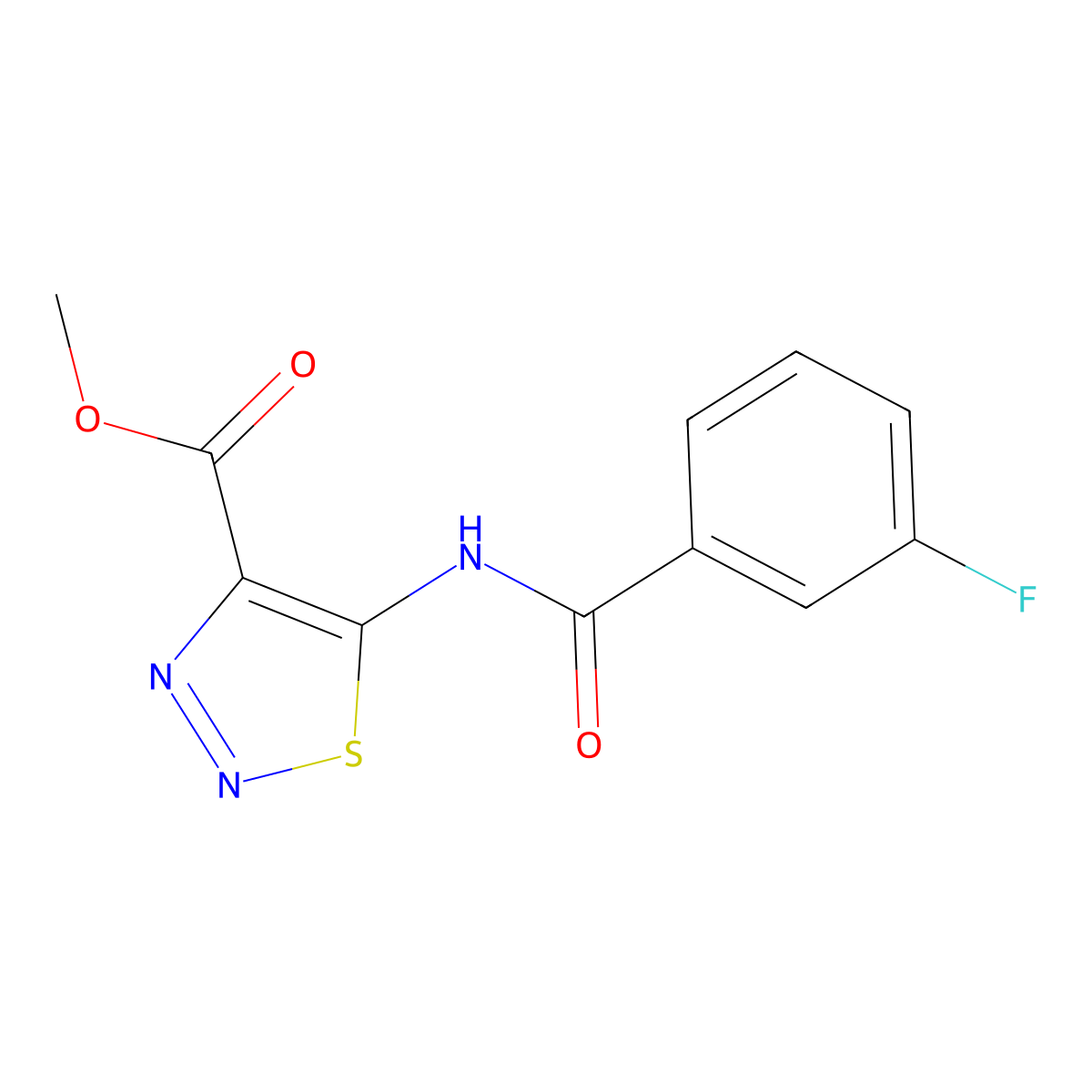Methyl 5-[(3-fluorobenzoyl)amino]-1,2,3-thiadiazole-4-carboxylate molecular structure, CAS 1081143-67-0