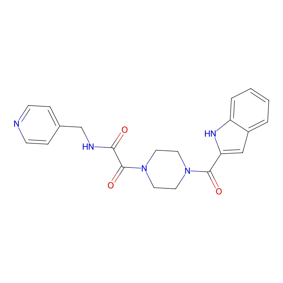 2-[4-(1H-indol-2-ylcarbonyl)piperazin-1-yl]-2-oxo-N-(pyridin-4-ylmethyl)acetamide molecular structure, CAS 1081144-09-3