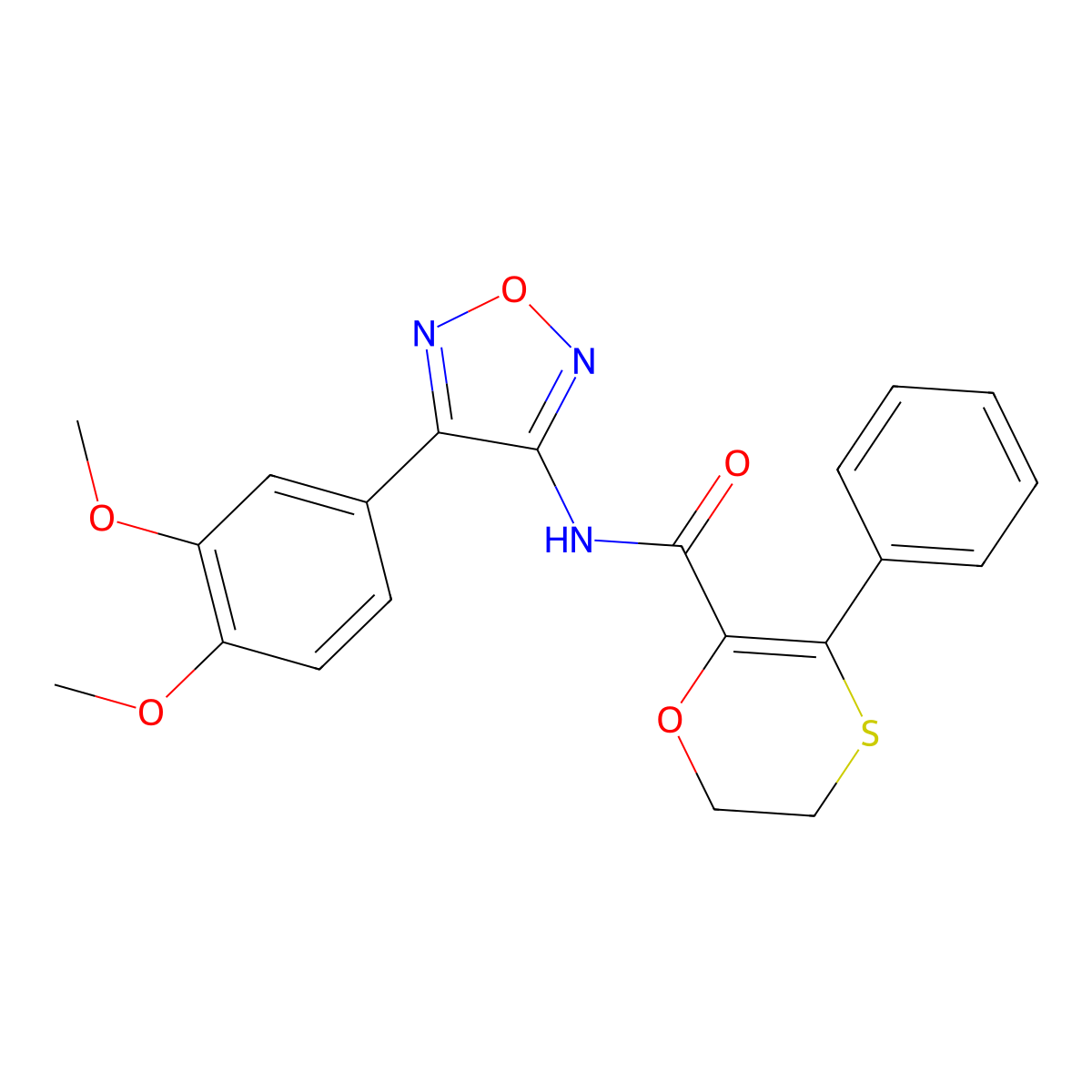 N-[4-(3,4-dimethoxyphenyl)-1,2,5-oxadiazol-3-yl]-3-phenyl-5,6-dihydro-1,4-oxathiine-2-carboxamide molecular structure, CAS 1081144-13-9