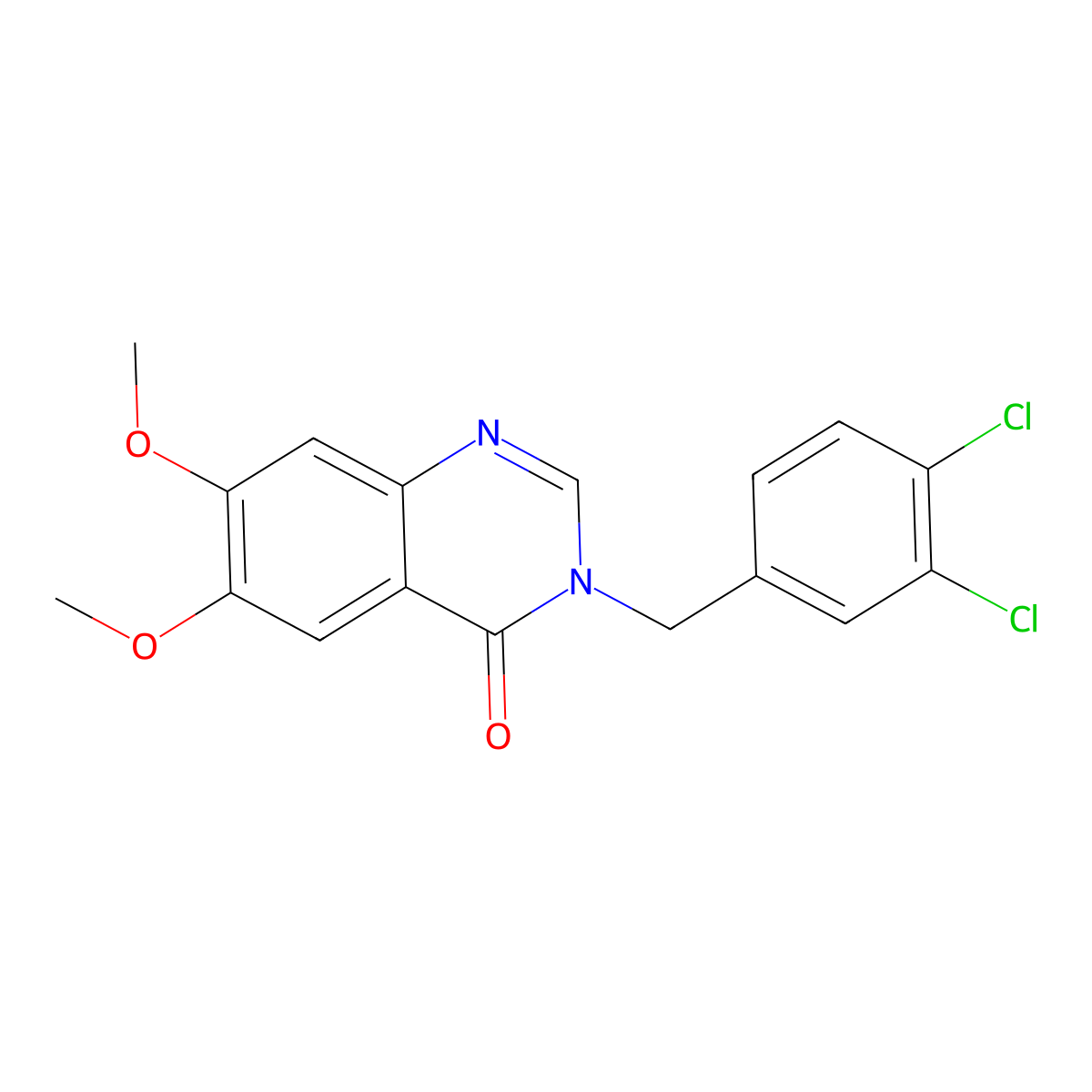 3-(3,4-dichlorobenzyl)-6,7-dimethoxyquinazolin-4(3H)-one molecular structure, CAS 1081144-58-2