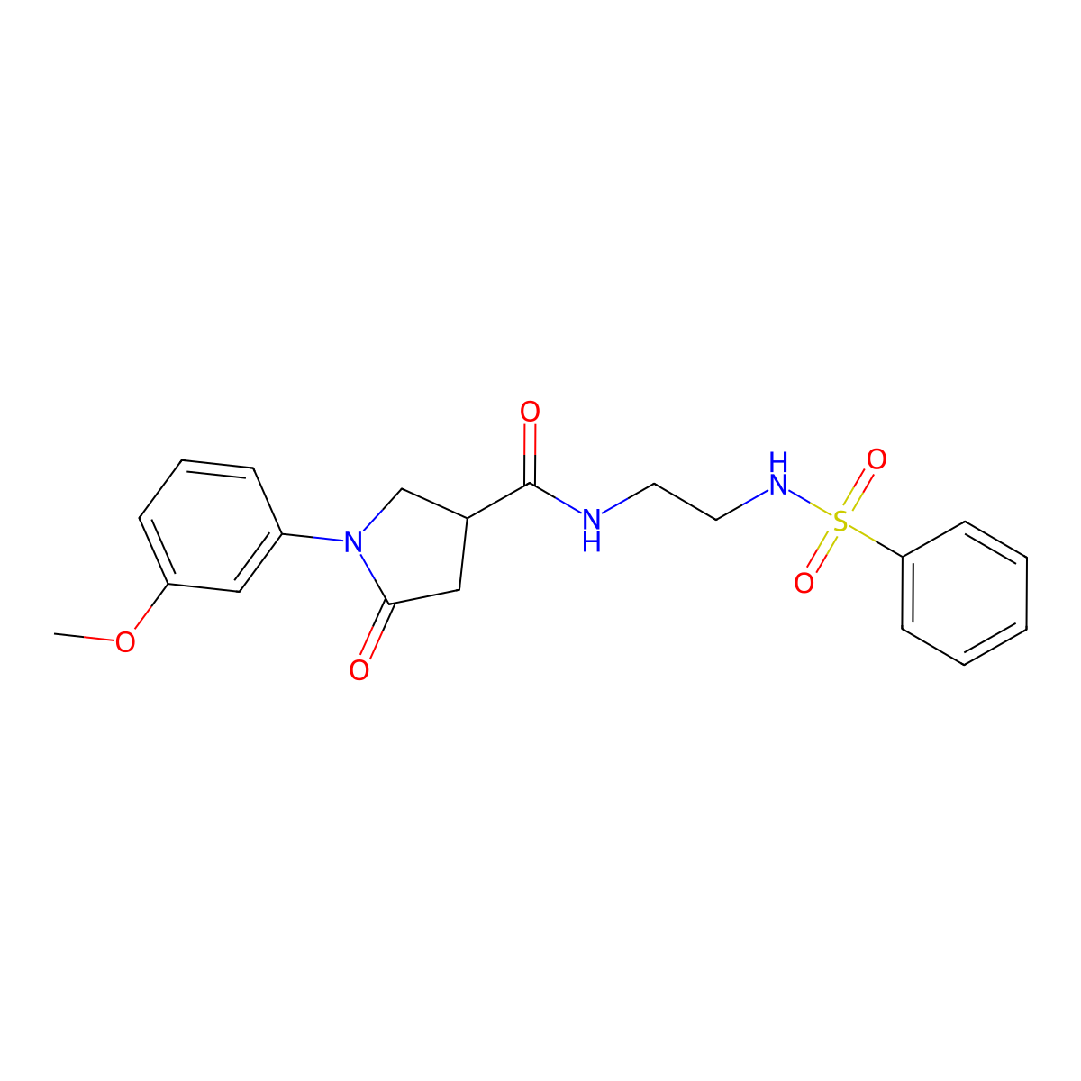 1-(3-methoxyphenyl)-5-oxo-N-{2-[(phenylsulfonyl)amino]ethyl}pyrrolidine-3-carboxamide molecular structure, CAS 1081144-67-3