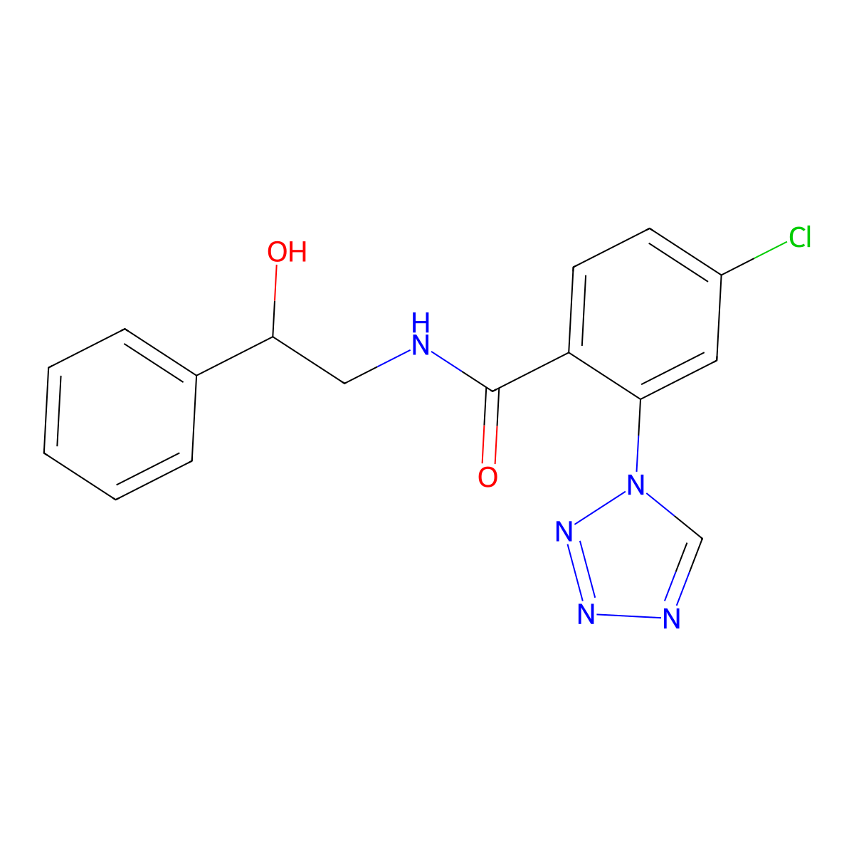 4-chloro-N-(2-hydroxy-2-phenylethyl)-2-(1H-tetrazol-1-yl)benzamide molecular structure, CAS 1081144-73-1